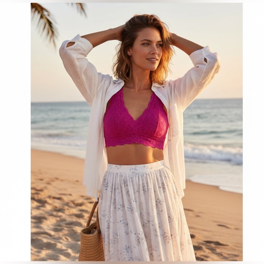 Free People NWT Lace Racerback Bralette / summer crop top  intimately - Picture 10 of 14